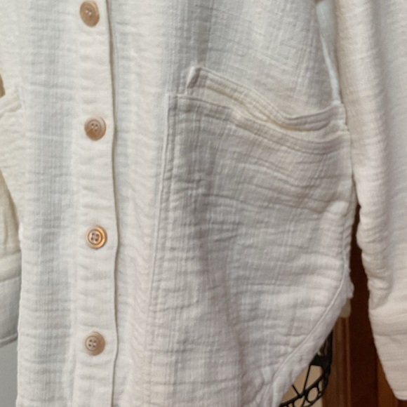 Zara Cream Button-Up Shirt/Jacket, Medium - Picture 3 of 8